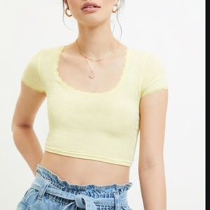 -Pacsun-Rachel Lace Trim T-Shirt